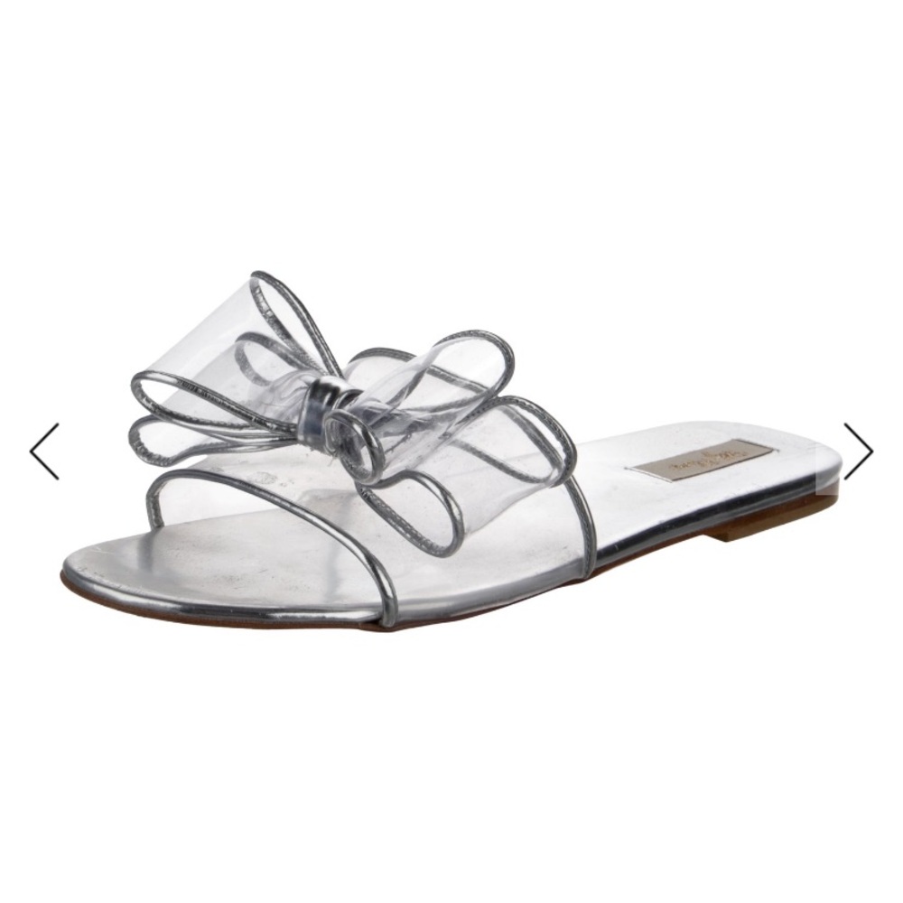 Polly Plume Lola Bow Clear Silver Sandals Size 10